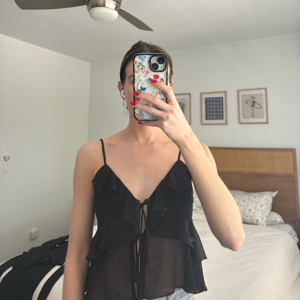 Cotton candy la- semi sheer flowy blouse